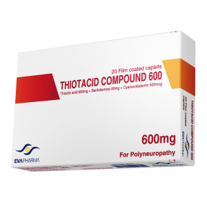 Thiotacid Compound 600 mg ( Thioctic Acid = Alpha Lipoic Acid 600 mg + vitamin B1 80 mg + vitamin B12 500 mcg ) 20 caplets